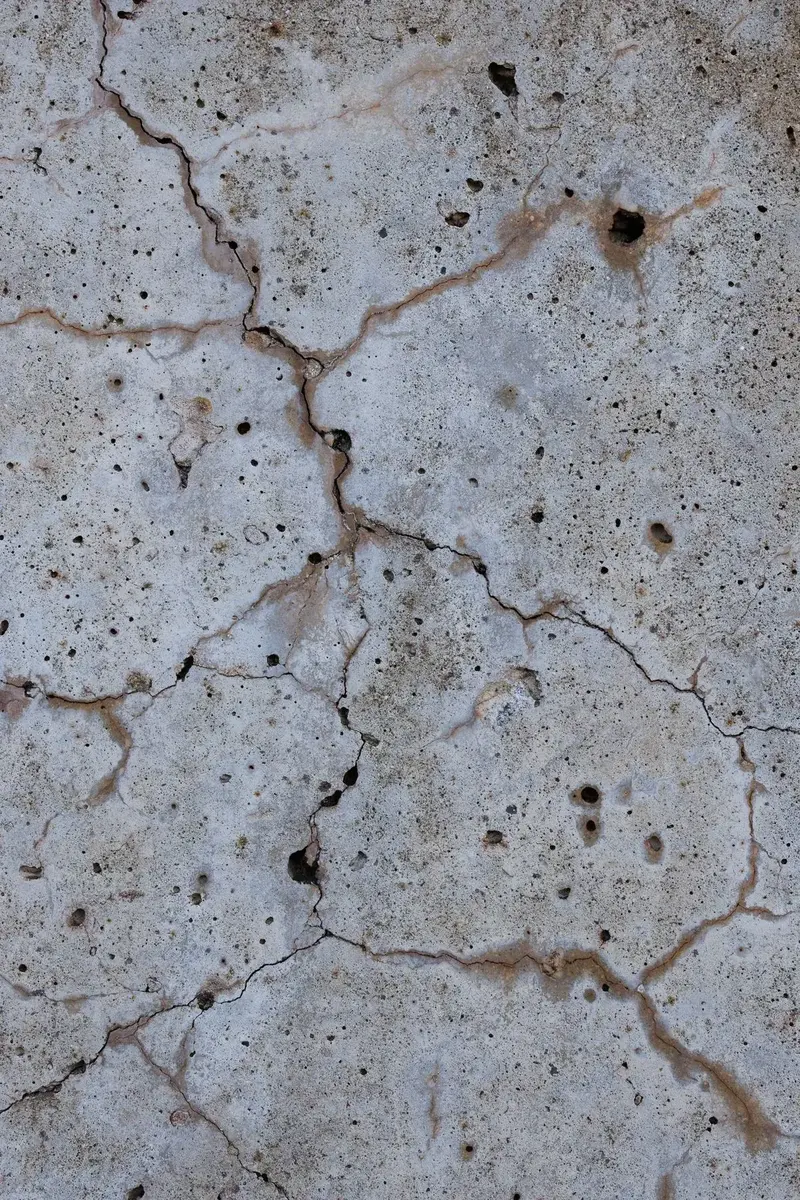 cracked and spalled grey concrete